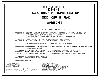 Состав Типовой проект 805-5-1 Цех убоя и переработки 500 кур в час