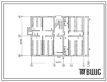 Фасады Типовой проект П-2-240(17-0112с.13.87) Подсобные помещения подвала 2-этажной 6-квартирной торцовой блок-секции Т-1.2.3 со стенами из крупных легкобетонных блоков, (убежище на 240 человек, размеры убежища 18,6м на 14,4м, режимы вентиляции 1,2,3).