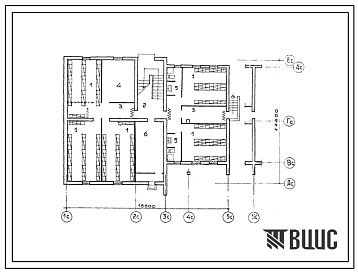 Фасады Типовой проект П-2-230(17-0110с.13.87) Подсобные помещения подвала 2-этажной 6-квартирной торцовой блок-секции Т-1.2.2 со стенами из крупных легкобетонных блоков, (убежище на 230 человек, размеры убежища 18,6м на 14,4м, режимы вентиляции 1,2,3).