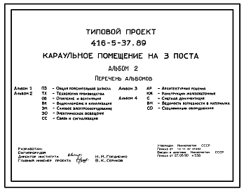 Состав Типовой проект 416-5-37.89 Караульное помещение на 3 поста