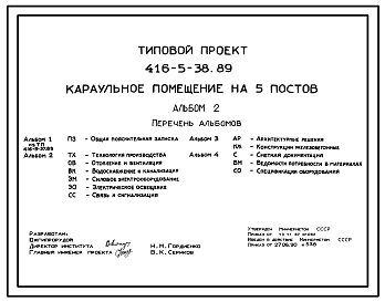 Состав Типовой проект 416-5-38.89 Караульное помещение на 5 постов