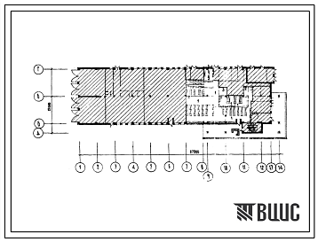 Фасады Типовой проект Б-3-384(282-3-36) Помещения первого этажа зданий предприятий хозяйственно-технического обслуживания, (убежище на 384 человек, размеры убежища 67,08м на 21м, режимы вентиляции 1).