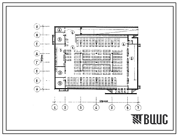 Фасады Типовой проект П-2(4)-2100(503-2-1) Полуподземный гараж-стоянка вместимостью 50 легковых автомобилей, (убежище на 2100 человек, размеры убежища 48м на 39,3м, режимы вентиляции 1,2).