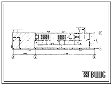 Фасады Типовой проект Б-1-270(252-1-57) Хозяйственно-бытовые помещения в подвале блока Г главного корпуса инфекционной больницы на 150 коек, (убежище на 270 человек, размеры убежища 66м на 12м, режимы вентиляции 1,2).