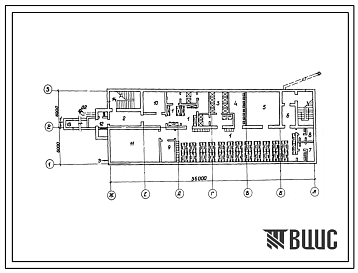 Фасады Типовой проект А-3-300-80/222 Хозяйственно-бытовые помещения в подвале производственно-служебного корпуса (убежище на 300 человек, размеры убежища 36м на 12м, режимы вентиляции 1,2).