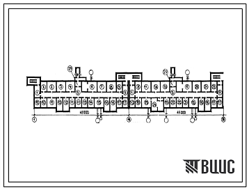 Фасады Типовой проект А-IV-1392(3-97-4/1) Культурно-бытовые помещения в подвале 4-этажного 6-секционного  жилого дома на 48 квартир, (убежище на 1392 человек, размеры убежища 90м на 12м, режимы вентиляции 1,2).