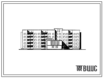 Фасады Типовой проект 164-89-48/1 Пятиэтажное общежитие на 214 мест. Для строительства во 2В климатическом подрайоне Белорусской ССР