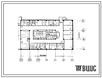 Фасады Типовой проект П-3-261(252-01-153с.89) Хозяйственно-бытовые помещения в подвале главного корпуса участковой больницы на 150 коек с поликлиникой на 200 посещений в смену, (убежище на 261 человек, размеры убежища 36м на 20,4м, режимы вентиляции 1,2).