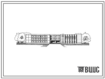 Фасады Типовой проект 221-1-445с.85 Школа на 33 класса (1251-1296 учащихся). Для сельского строительства в 4 климатическом районе сейсмичностью 7 и 8 баллов