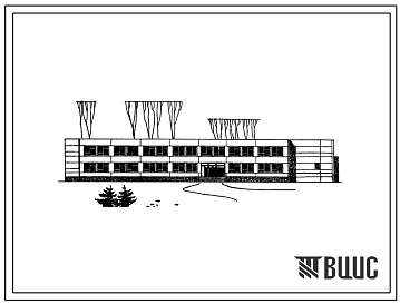 Фасады Типовой проект 222-1-202 Общеобразовательная восьмилетняя школа на 192 учащихся для строительства в Белорусской ССР
