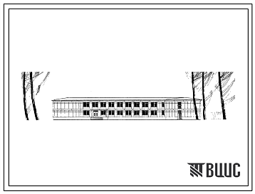 Фасады Типовой проект 223-1-161 Восьмилетняя общеобразовательная школа на 8 классов (192 учащихся) для строительства в 1В подрайоне, 2 и 3 климатических районах со стенами из легкобетонных блоков.