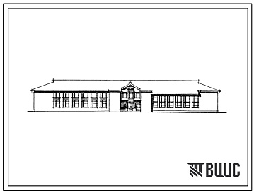 Фасады Типовой проект 224-01-597.88 Школа на 11 классов (132 учащихся). Здание одно-, двухэтажное. Стены из кирпича.
