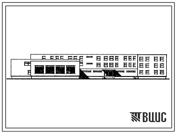 Фасады Типовой проект 224-1-404с.83 Общеобразовательная школа на 30 классов (1176 учащихся). Для строительства в 3 климатическом районе сейсмичностью 9 баллов