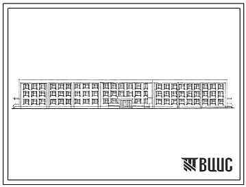Фасады Типовой проект 224-1-515с.13.86 Общеобразовательная школа на 18 классов (704 учащихся) со стенами из кирпича. Для Казахской ССР
