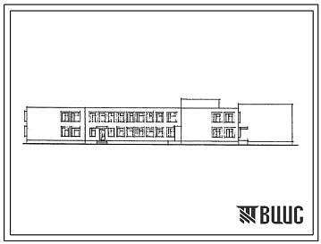Фасады Типовой проект 224-1-530с.13.87 Общеобразовательная школа на 18 классов (704 учащихся) со стенами из кирпича (для Казахской ССР)
