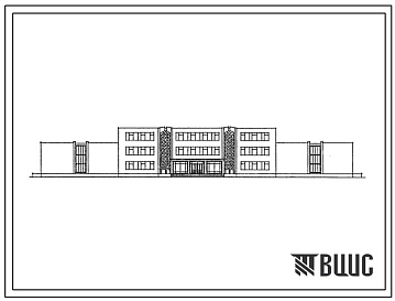 Фасады Типовой проект 225-1-582с.13.87 Общеобразовательная средняя школа на 18 классов (694). Для Азербайджанской ССР