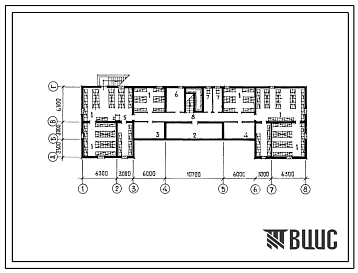 Фасады Типовой проект П-2-470(214-1-311с.85) Помещения общественного назначения в подвале детских яслей-сада на 90 мест, (убежище на 470 человек, размеры убежища 41,3м на 12,6м, режимы вентиляции 1,2).