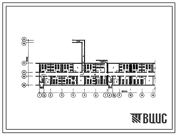 Фасады Типовой проект П-3-1371(164-77-73СП 85) Помещения общественного назначения в подвале 4-этажного общежития на 400 мест для студентов и учащихся профтехучилищ, (убежище на 1371 человек, размеры убежища 92,34м на 30,16м, режимы вентиляции 1,2).