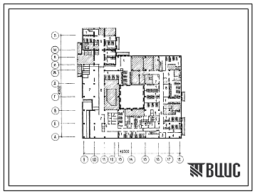 Фасады Типовой проект П-3-600(282-5-58с.83) Хозяйственно-бытовые и складские помещения в подвале гостиницы на 504 места, (убежище на 600 человек, размеры убежища 45,6м на 42м, режимы вентиляции 1,2).