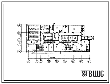 Фасады Типовой проект А-II (III,IV)-320(254-07-17.88) Вспомогательные помещения в подвале акушерского корпуса на 100 коек (со стенами из кирпича), (убежище на 320 человек, размеры убежища 45м на 21м, режимы вентиляции 1,2).