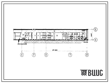 Фасады Типовой проект Б-3-245(294-6-5) Хозяйственно-бытовые помещения 1 этажа тира со стенами из кирпича для стрельбы на дистанции 100 и 50м, (убежище на 245 человек, размеры убежища 64,8м на 9м, режимы вентиляции 1,2,3).