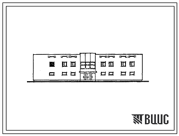Фасады 284-4-69 Баня-прачечная с предприятиями бытового обслуживания (тип IV), со стенами из кирпича, в составе: бани на 50 мест, прачечной на 600 кг сухого белья в смену, ателье срочной химчистки на 200 кг в смену (с конструктивными вариантами 7, 8 и 9 баллов).