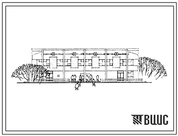 Фасады Типовой проект 264-12-202с Клуб на 200 мест с административными помещениями. Для строительства в 3Б, 4Би 4В климатических подрайонах сейсмичностью 7 и 8 баллов