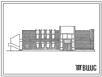 Фасады Типовой проект 264-12-247с.85 Клуб (стены кирпичные) на 250 посетителей (зал на 200 мест).