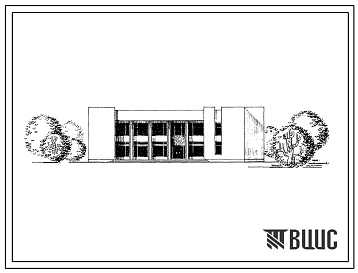 Фасады Типовой проект 264-12-163 Сельский клуб со зрительным залом на 300 мест, со стенами из кирпича. Для сельского строительства во 2 и 3 климатических районах
