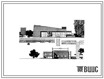 Фасады Типовой проект 264-13-35/71 Широкоэкранный кинотеатр на 600 мест для строительства в 1В климатическом подрайоне, 2 и 3 климатических районах.