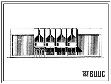 Фасады Типовой проект 262-12-227с.83 Сельский клуб с залом на 200 мест. Для строительства в 1В климатическом подрайоне, 2 и 3 климатических районах сейсмичностью 9 баллов